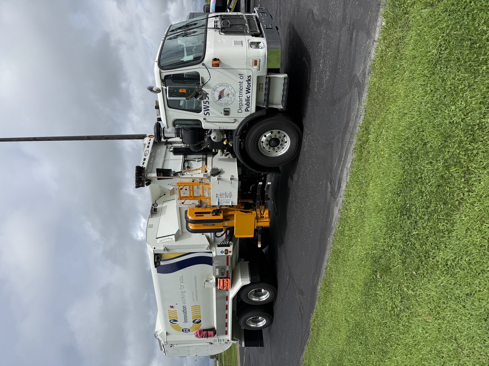 Graphics on a South Bend Public Works refuse truck