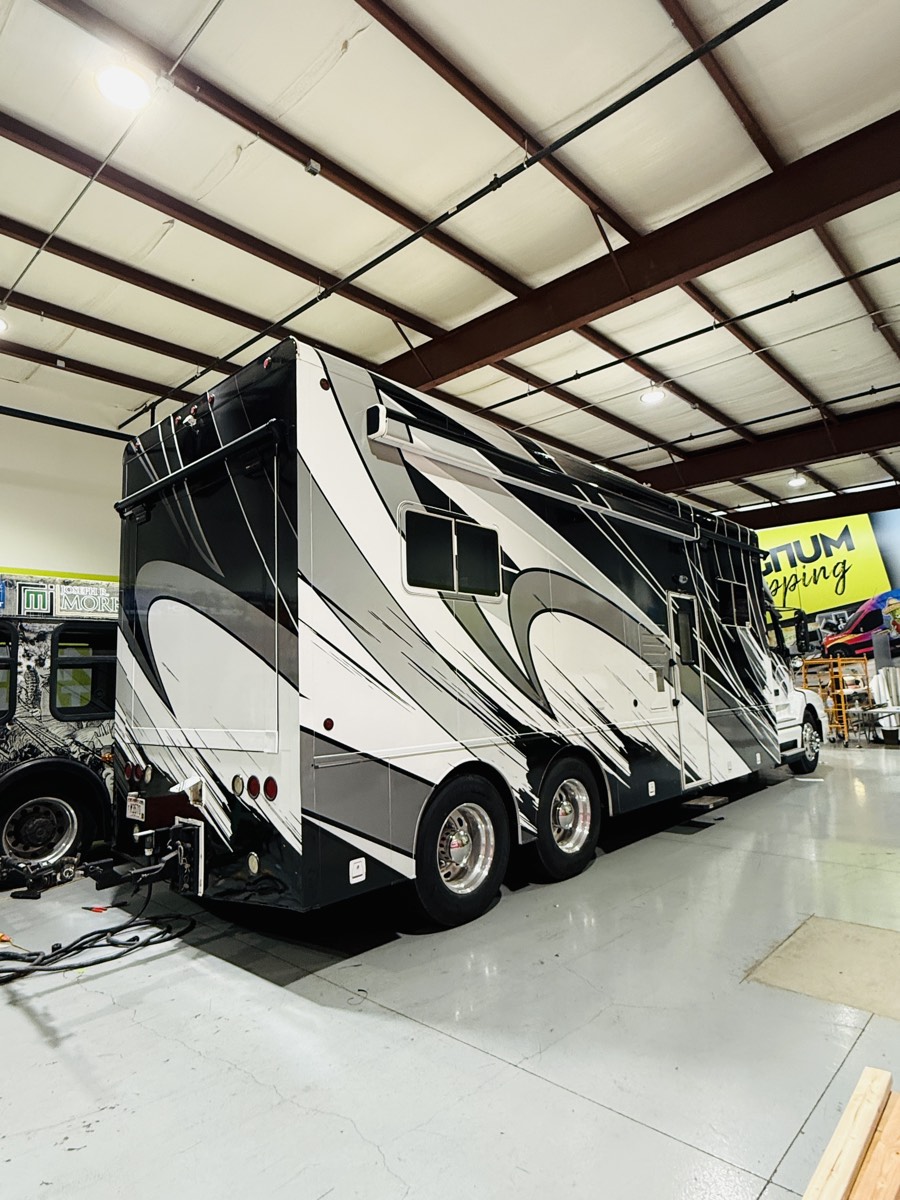 Full-body wrap on a Class A motorhome.
