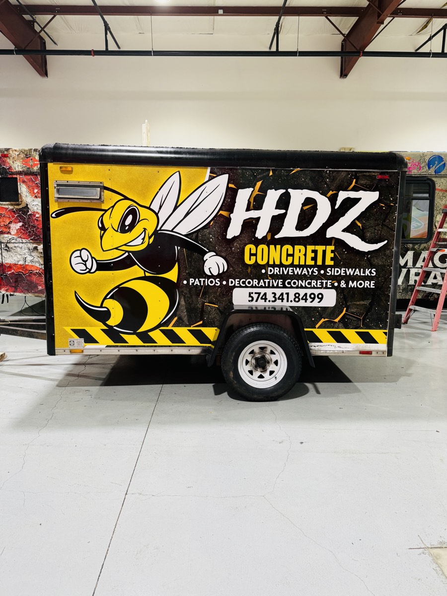 Enclosed trailer wrap for HDZ Concrete.